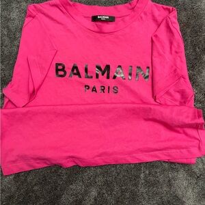 Balmain Pink T-Shirt with Black Logo